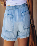 Raw Hem Denim Drawstring Shorts