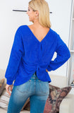 Chenille Royal Blue Twist Back Sweater