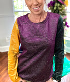 Glitter Stripes Mardi Gras Top