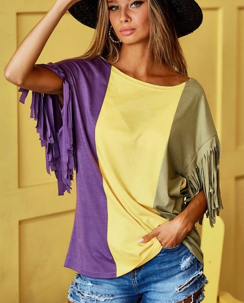 Mardi Gras Fringe Top