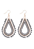 Black and White Teardrop Seed Bead Earrings