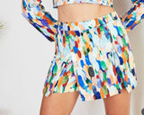 Blue Multi Spot Art Skort Shorts