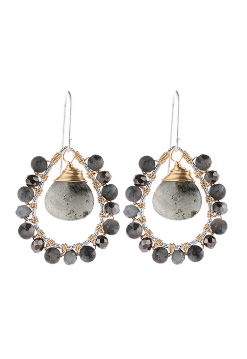 Stone Wired Teardrop Earrings