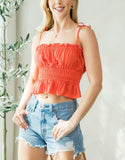 Orange Tie Strap Crop Top