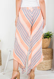 Multi Stripe Asymmetrical Linen Pants