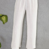 Raw Hem White Linen Islet Pants