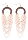 Tiny Pearl Beaded Wood Statement Earrings