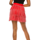 Red Beaded Fringe Skirt