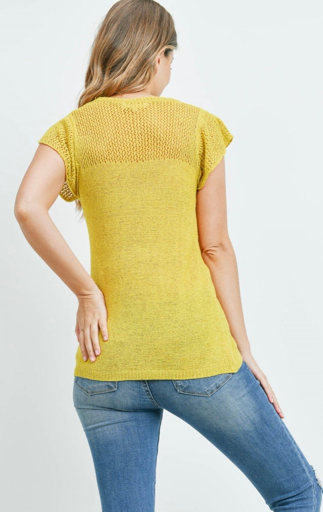 Lime Green Shimmery Knit Top