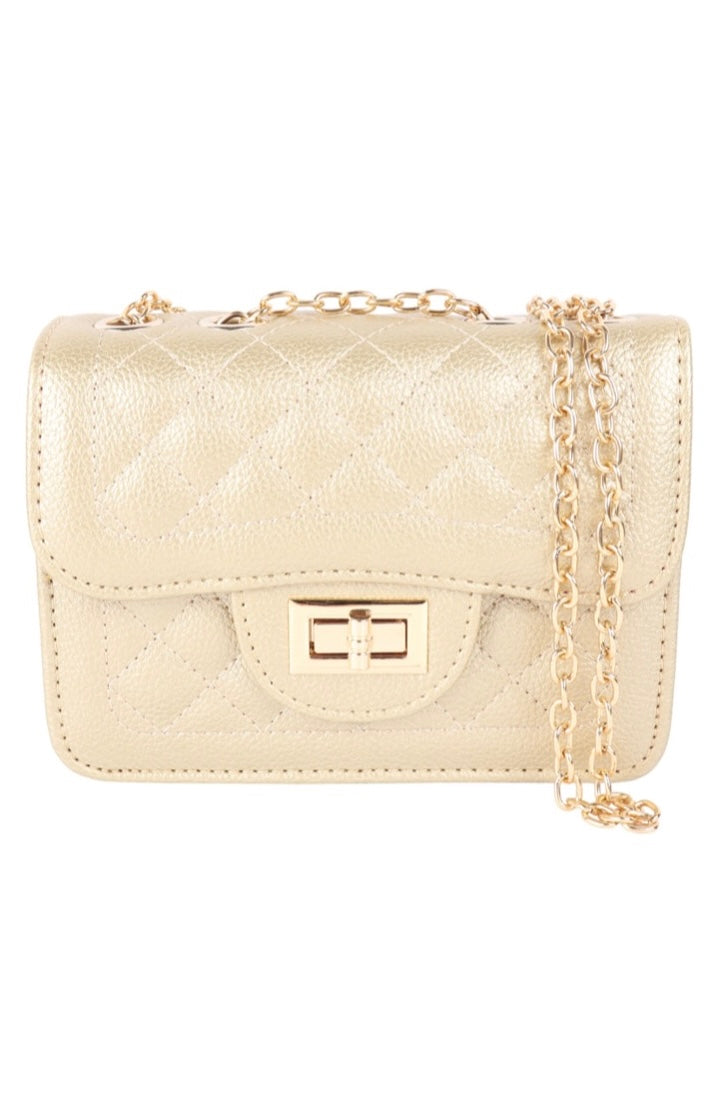 Quilted Mini Gold Chain Handbag
