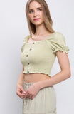 Aloe Smock Button Crop Top