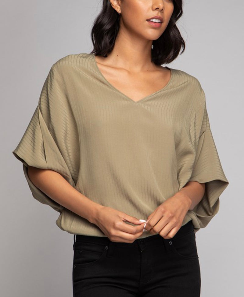 Draped Sleeve Dusty Green Top
