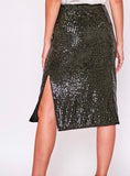 Black Sequins Midi Skirt