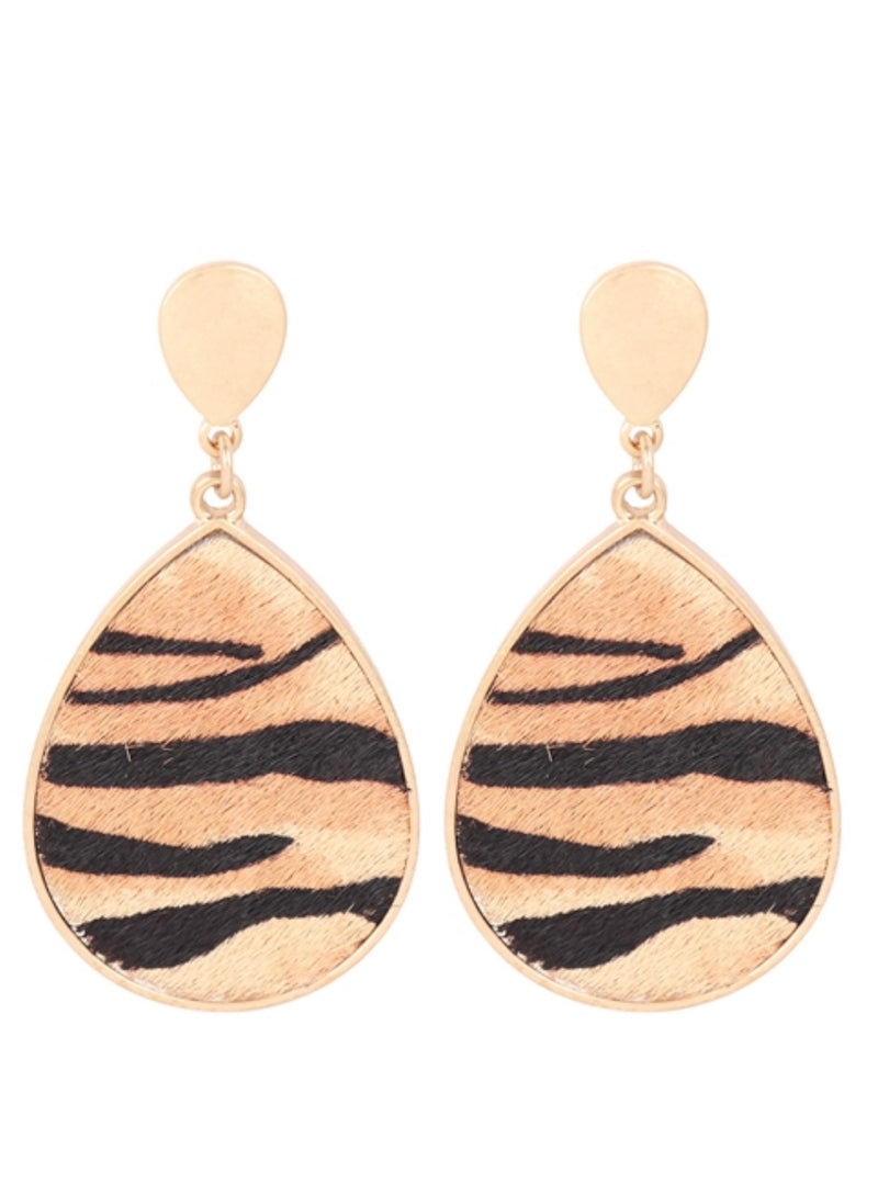 Tiger Print Teardrop Earrings