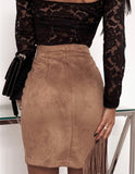 Suede Fringe Mini Skirt