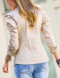 Khaki puffy Sleeves Jacket Top