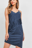 Navy Suede Fringe Dress