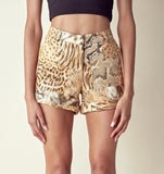 Jungle Print Suede Shorts