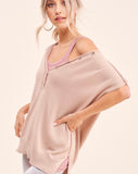 Mocha Button Sleeveless Sweater Top