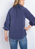 Navy Keyhole Smock High Neck Top