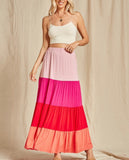 Vibrant Color Block Maxi Skirt