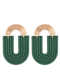 Rainbow U Shaped Green Earrings