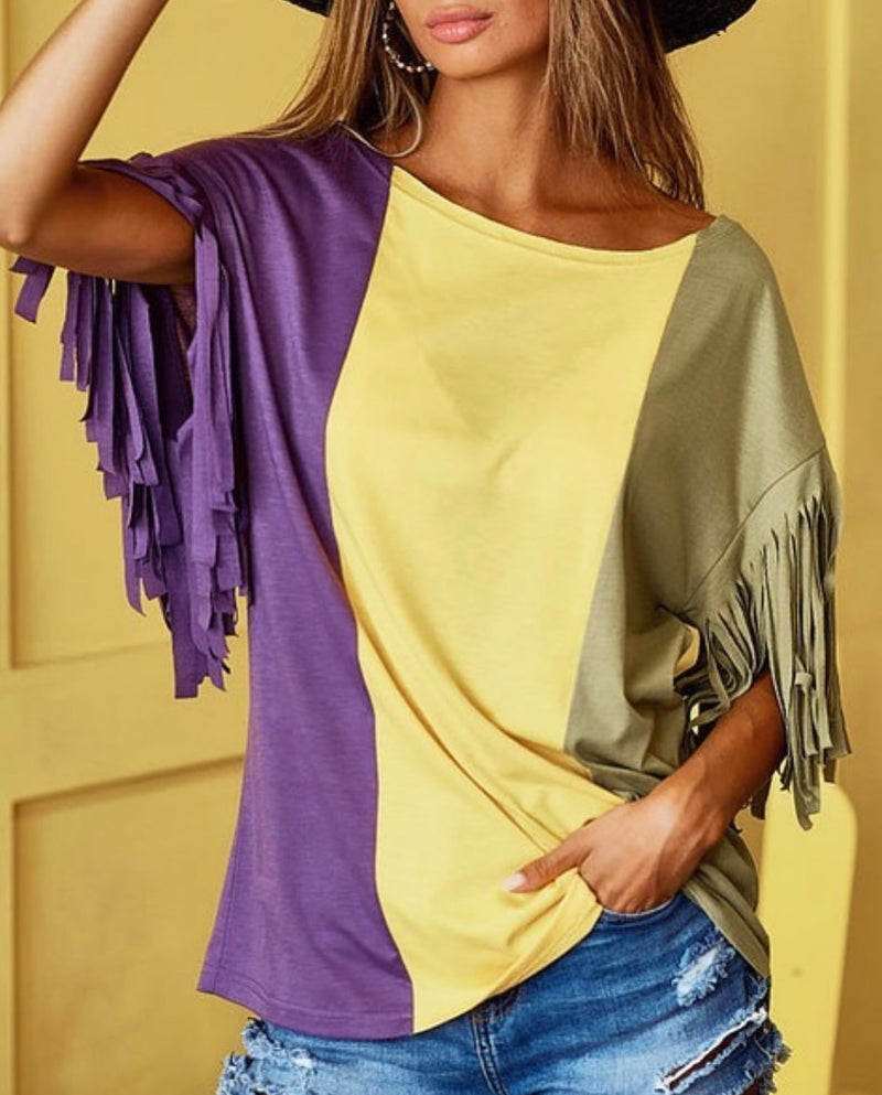 Mardi Gras Fringe Top