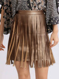 Faux Leather Fringe Skirt