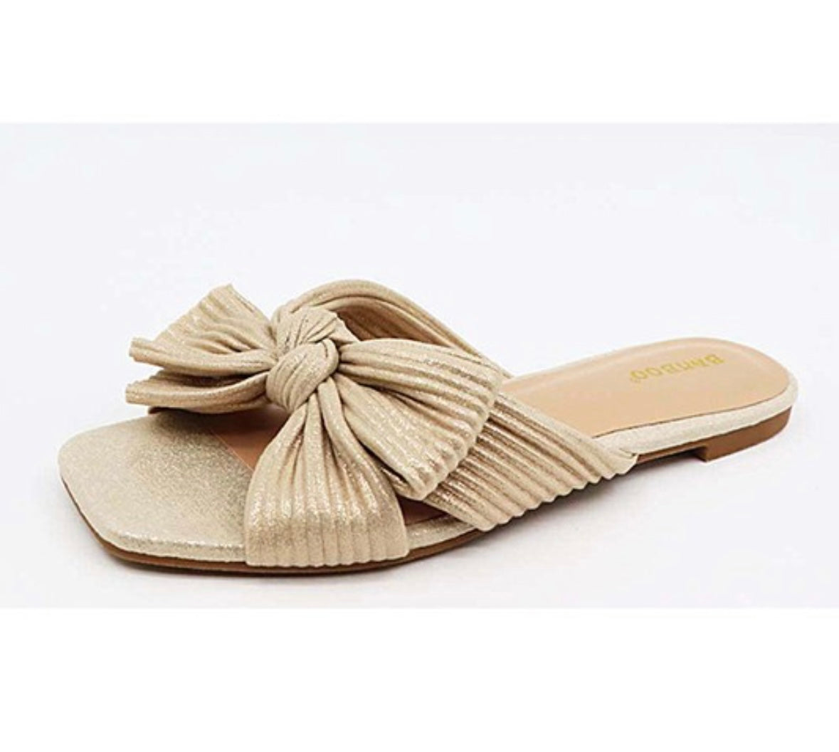 Metallic Light Gold Knotted Slide Sandal – Jacelle Sherwood
