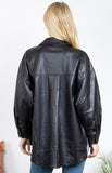 Black Leather Button Shacket