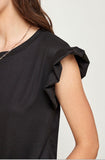 Black Ruffle Sleeve Top