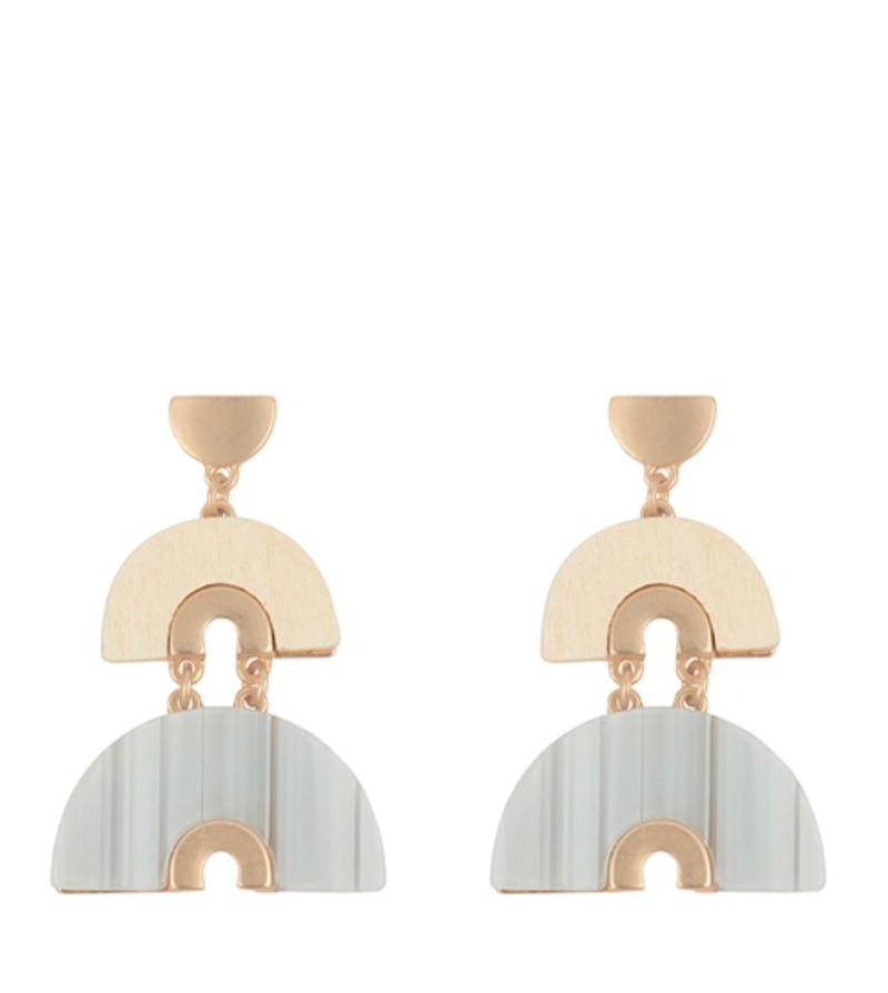 Wood Arch Layered Drop Earrings