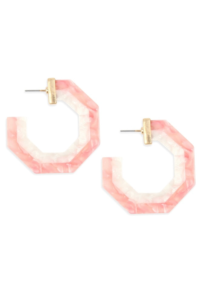 Acrylic Pink and White Hoops