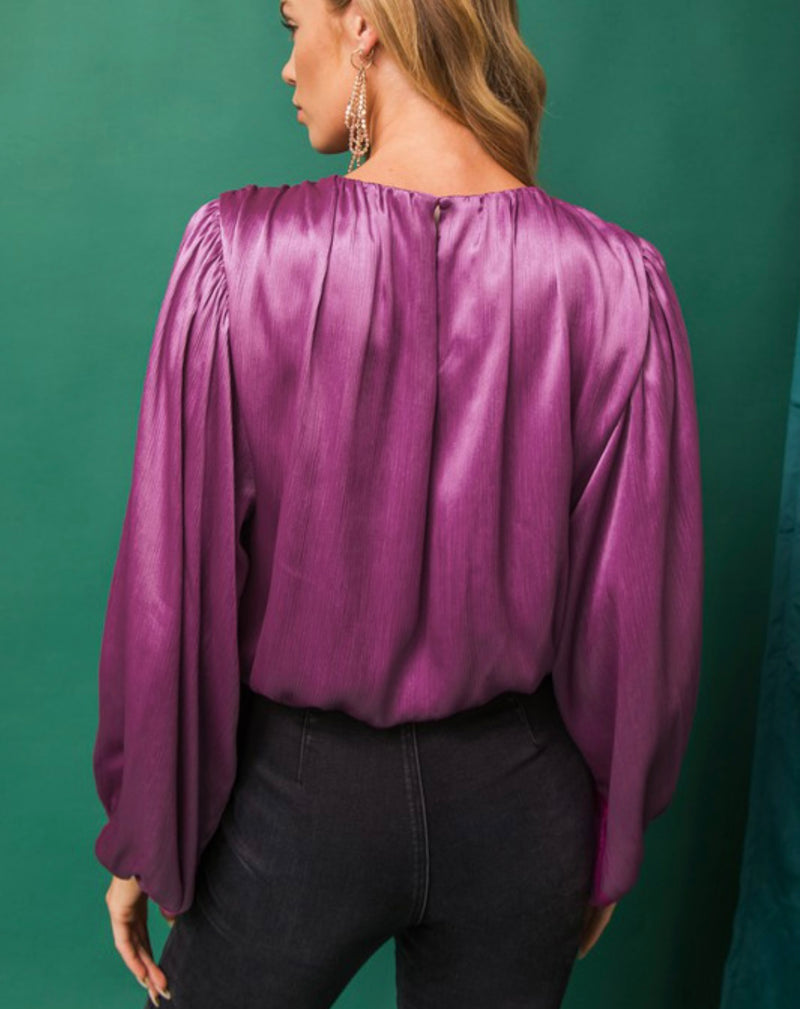 Dark Orchid Peasant Top