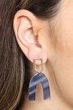 Upside Down Blue Marble Gold Earrings