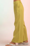 Lime Quilted Pocket Wide Pants
