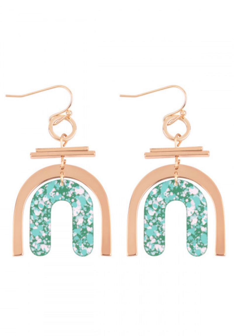 Upside Down U Shape Confetti Drop Earrings