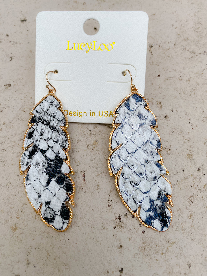 Snakeskin Leaf Gold Earrings
