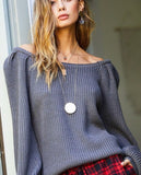 Charcoal Bubble Sleeve Sweater