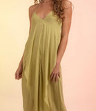 Avacado Green Back Drape Maxi Dress