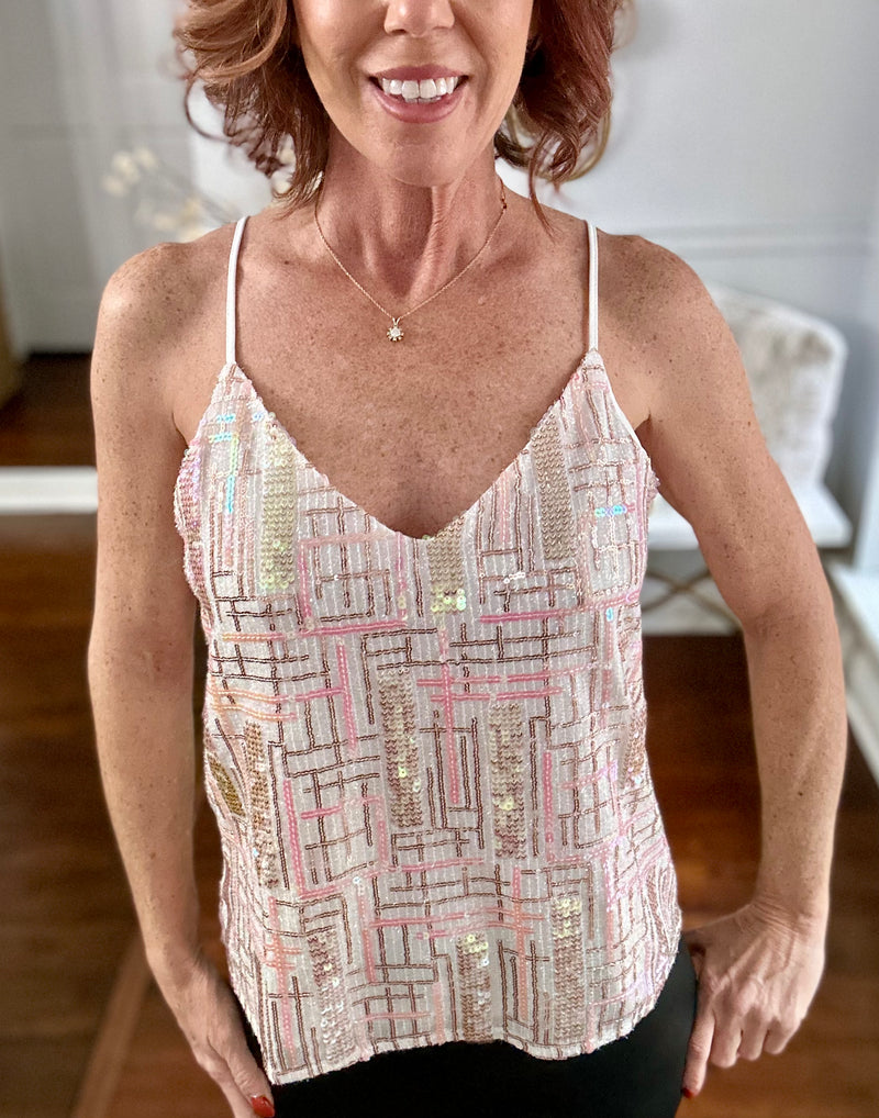 Pattern Shaped Sequins Cami Top