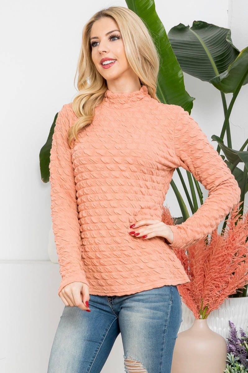 Textured High Neck Top