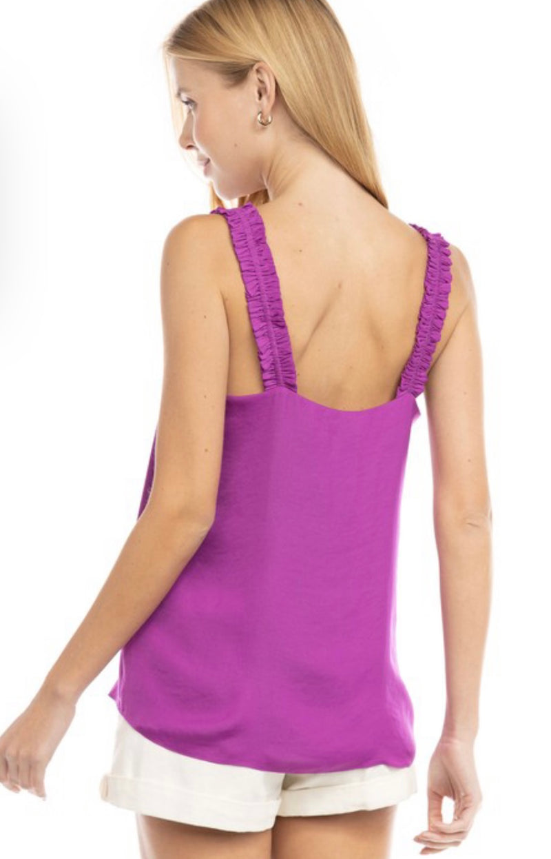 Purple Ruffle Strap Cami Top