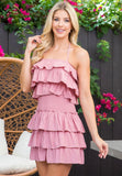 Rose Pink Ruffle Layered Dress