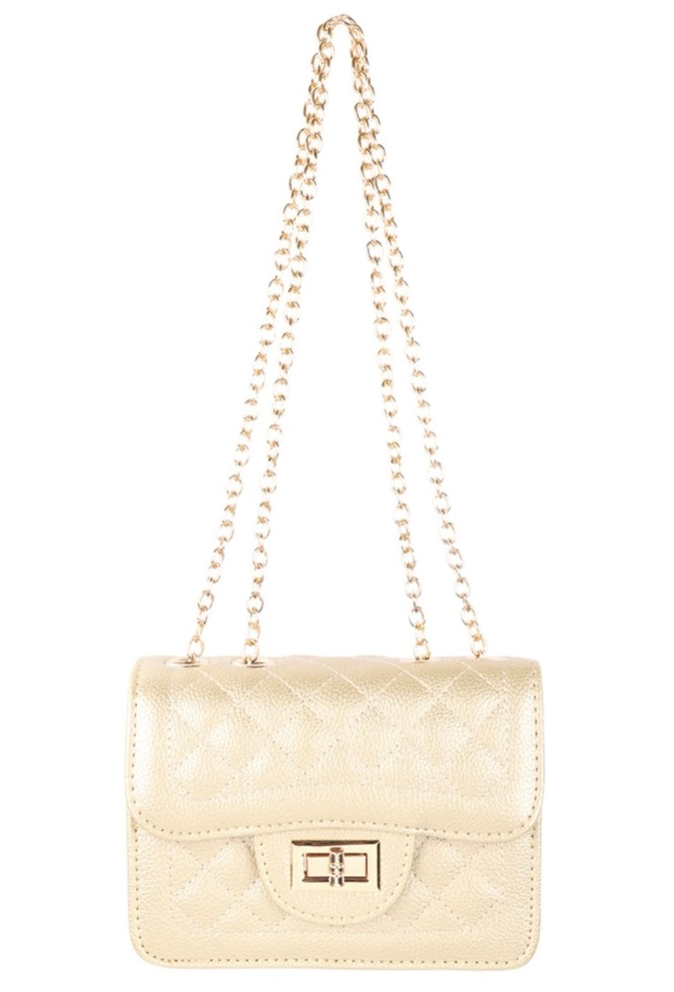 Quilted Mini Gold Chain Handbag