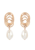 Oval Swirl Fresh Water Pearl Earrings