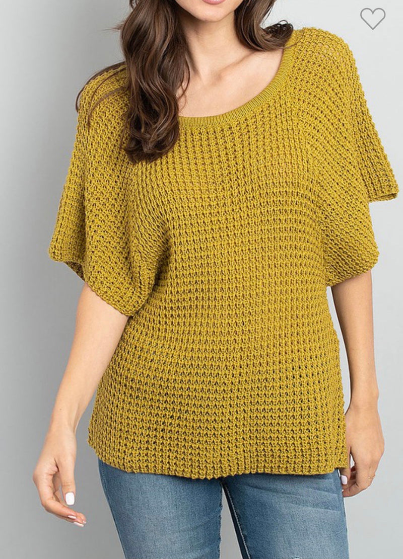 Bright Olive Basket Weave Top