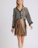 Faux Leather Fringe Skirt