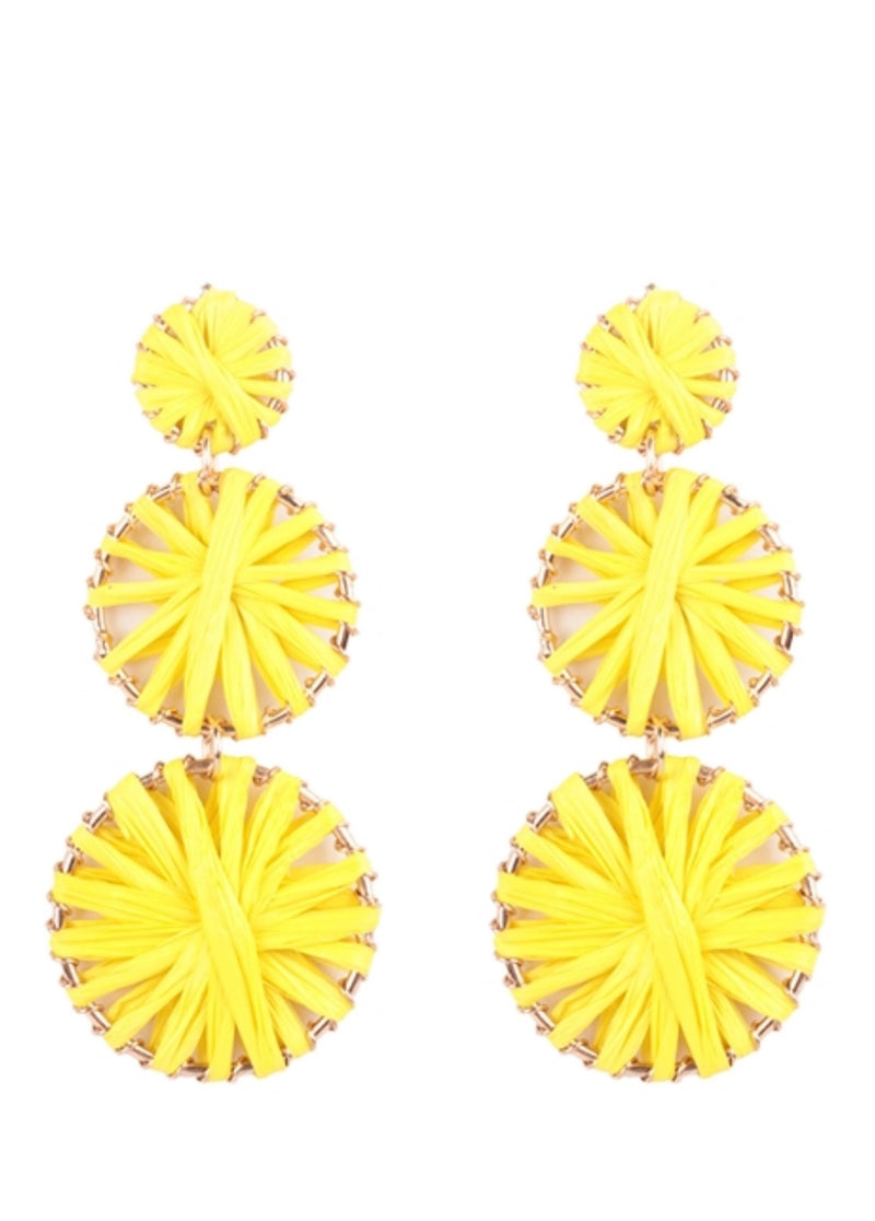 Raffia Round Drop Link Earrings
