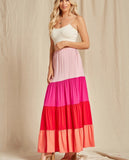 Vibrant Color Block Maxi Skirt